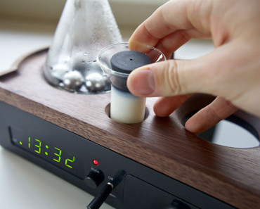 The alarm clock will wake up you with a coffee