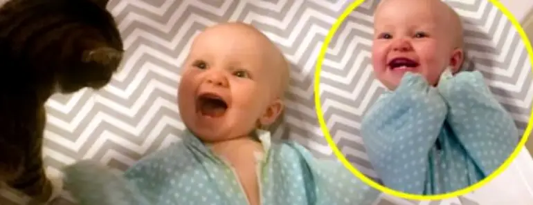 Watch This Adorable Baby Go Crazy Over The Family Cat