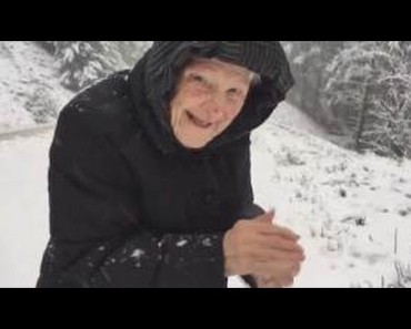 Footage of 101 year old woman jumping out of car to make snowball goes viral