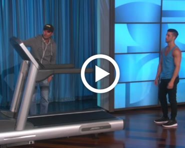 He turns the treadmill on. Now watch man on the right perform an incredible ‘treadmill dance’