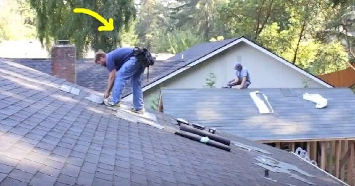 Roofers Are Working When Music Comes On. Man in Blue Quickly Brightens Everyone’s Day