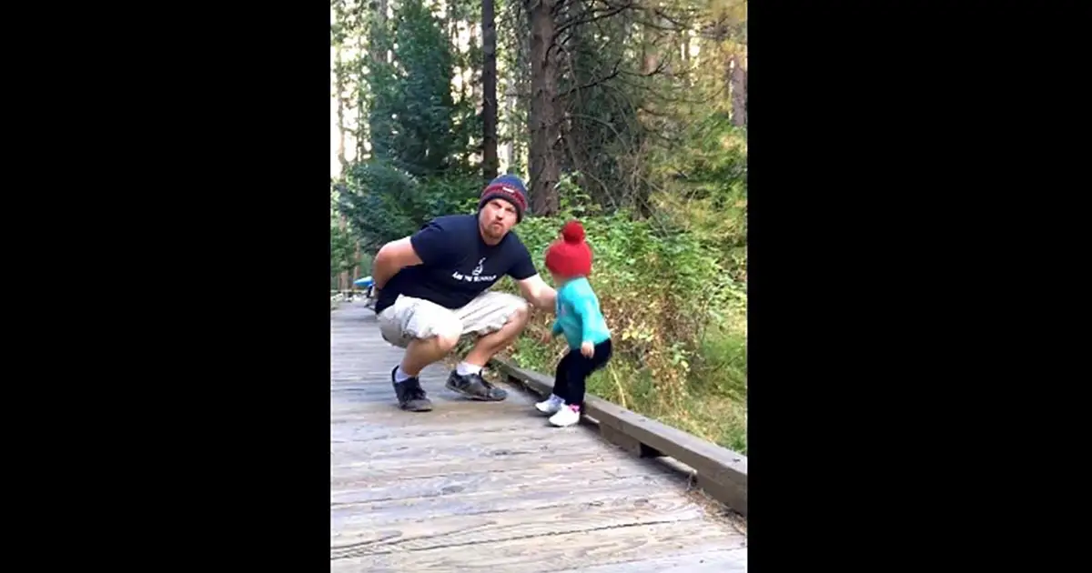 Daddy and Baby Girl Stand at Bridge Edge. Mom’s Captured Footage When Baby Falls Goes Viral