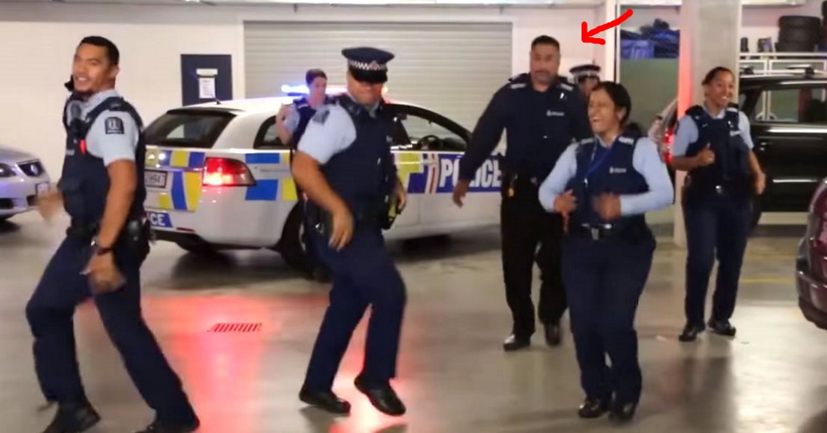 Cop Walks Up Behind Dancing Coworkers, Now Watch How Quickly He Steals the Spotlight